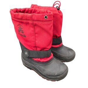 Kamik Red and Black Snow Boots Insulated Waterproof Kids Size 1 Unisex